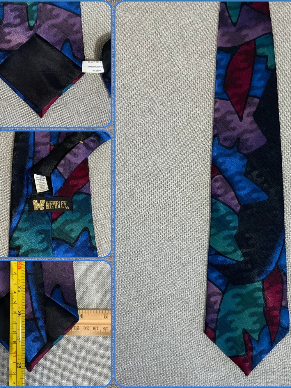 Vintage Wembley Abstract Geometric USA Made Tie